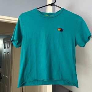 Aviator Nation Shirt Unisex Teal Green Short Sleeve - Size XS